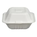 Fineline Disposable Hinged Container - 6"L x 6"W x 3 1/10" H, Bagasse, White (43SH6) thumbnail 2