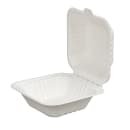 Fineline Disposable Hinged Container - 6"L x 6"W x 3 1/10" H, Bagasse, White (43SH6) thumbnail 3