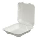 Fineline Disposable Hinged Container - 8"L x 8"W x 2 1/2"H, Bagasse, White (43SH8) thumbnail 3