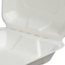 Fineline Disposable Hinged Container - 8"L x 8"W x 2 1/2"H, Bagasse, White (43SH8) thumbnail 4