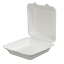Fineline Disposable Hinged Container - 9"L x 9"W x 3 1/10" H, Bagasse, White (43SHD9) thumbnail 3