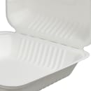 Fineline Disposable Hinged Container - 9"L x 9"W x 3 1/10" H, Bagasse, White (43SHD9) thumbnail 4
