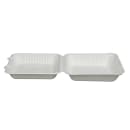 Fineline Disposable Hinged Container - 9"L x 9"W x 3 1/10" H, Bagasse, White (43SHD9) thumbnail 6