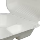 Fineline Disposable Hinged Container w/ (3) Compartments - 9"L x 3 1/10" H, Bagasse, White (43SHD9S3) thumbnail 4
