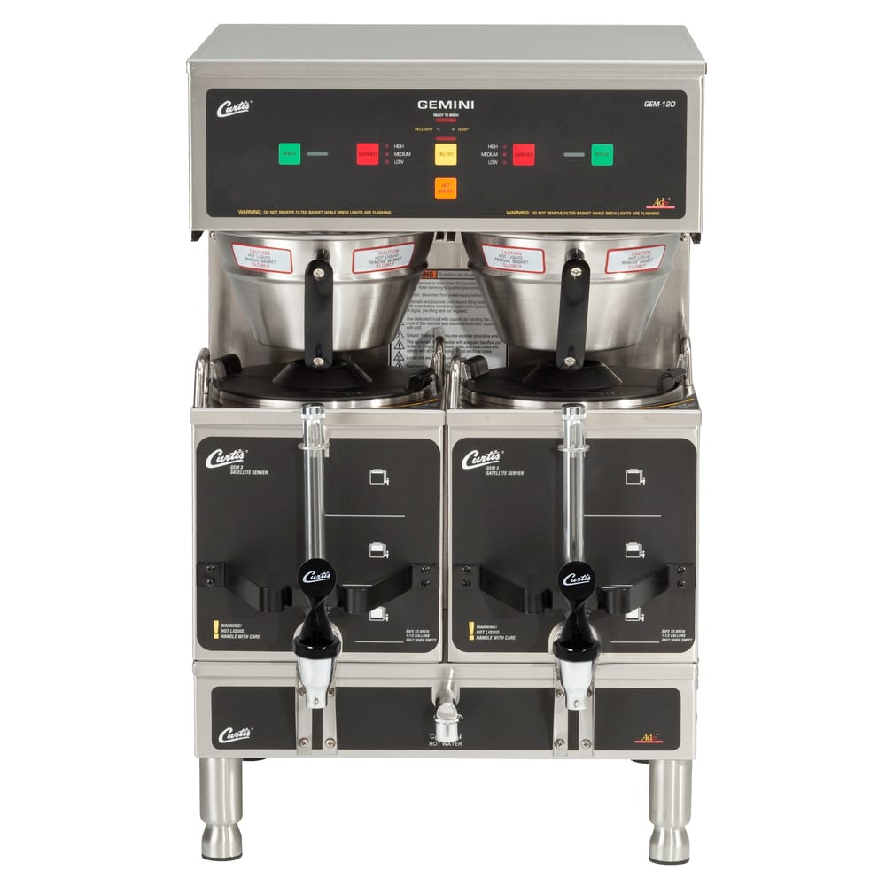 Curtis GEM-12D-10 Automatic Twin Coffee Brewer w/ (2) Lower Warmer & Hot Water Faucet, 220v/1ph