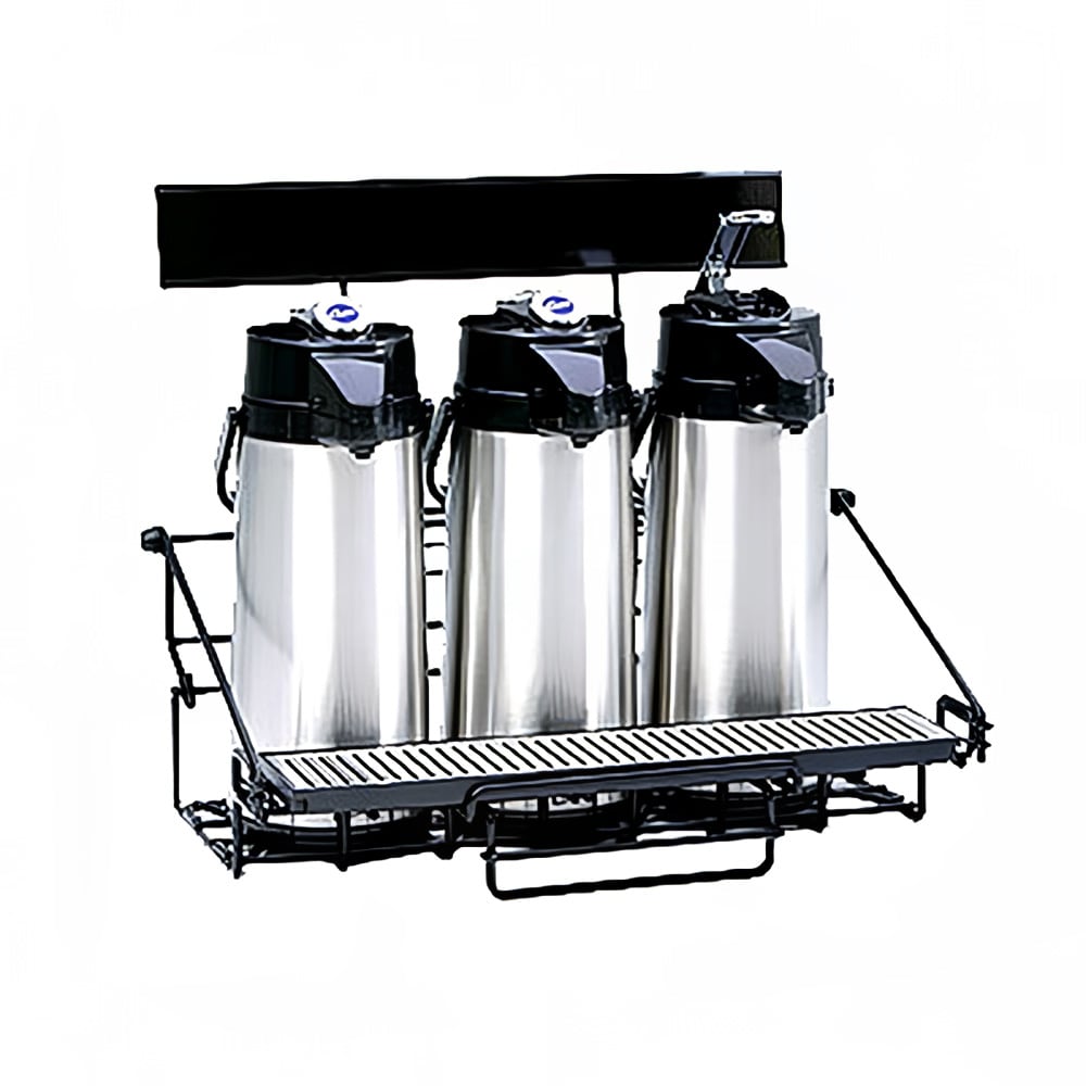 Curtis WR3B0000 3 Position Side-by-Side Airpot Rack w/ Removable Drip Tray, Single Level, Black