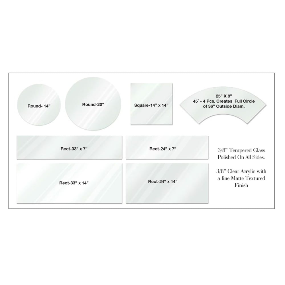 Eastern Tabletop 0509G Rectangular Riser Shelf - 33"L x 9"W, Glass, Clear