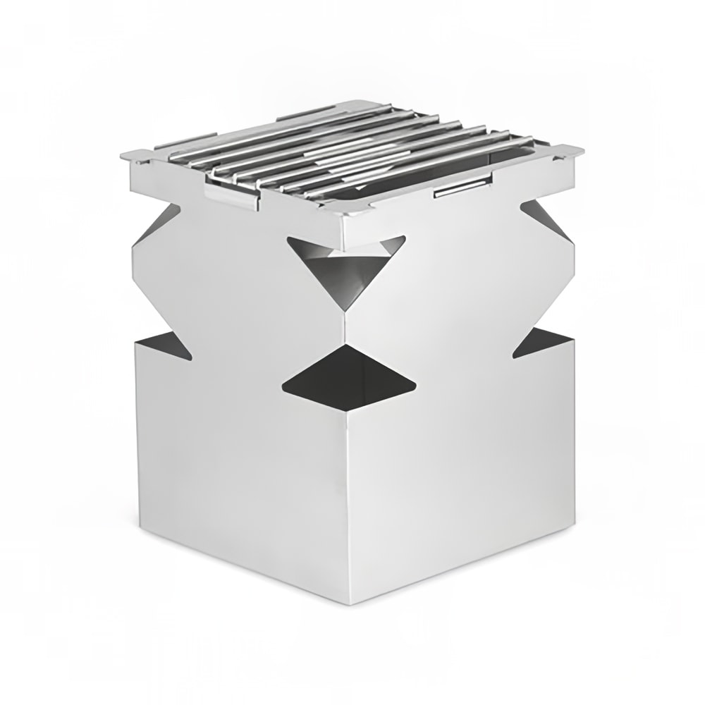 Eastern Tabletop 1542 8" Square Lexus Riser w/ Sterno Holder - 10"H, Stainless Steel
