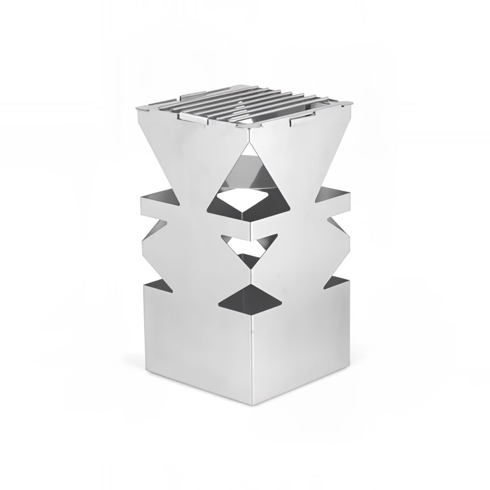 Eastern Tabletop 1543 8" Square Lexus Riser w/ Sterno Holder - 15"H, Stainless Steel
