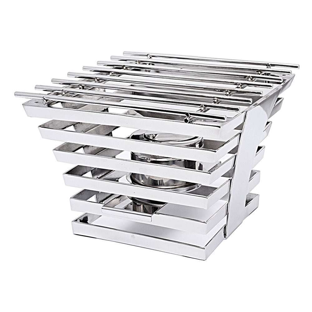 Eastern Tabletop 1710 10" Square Escalate Riser w/ Sterno Holder - 6 1/2"H, Stainless Steel