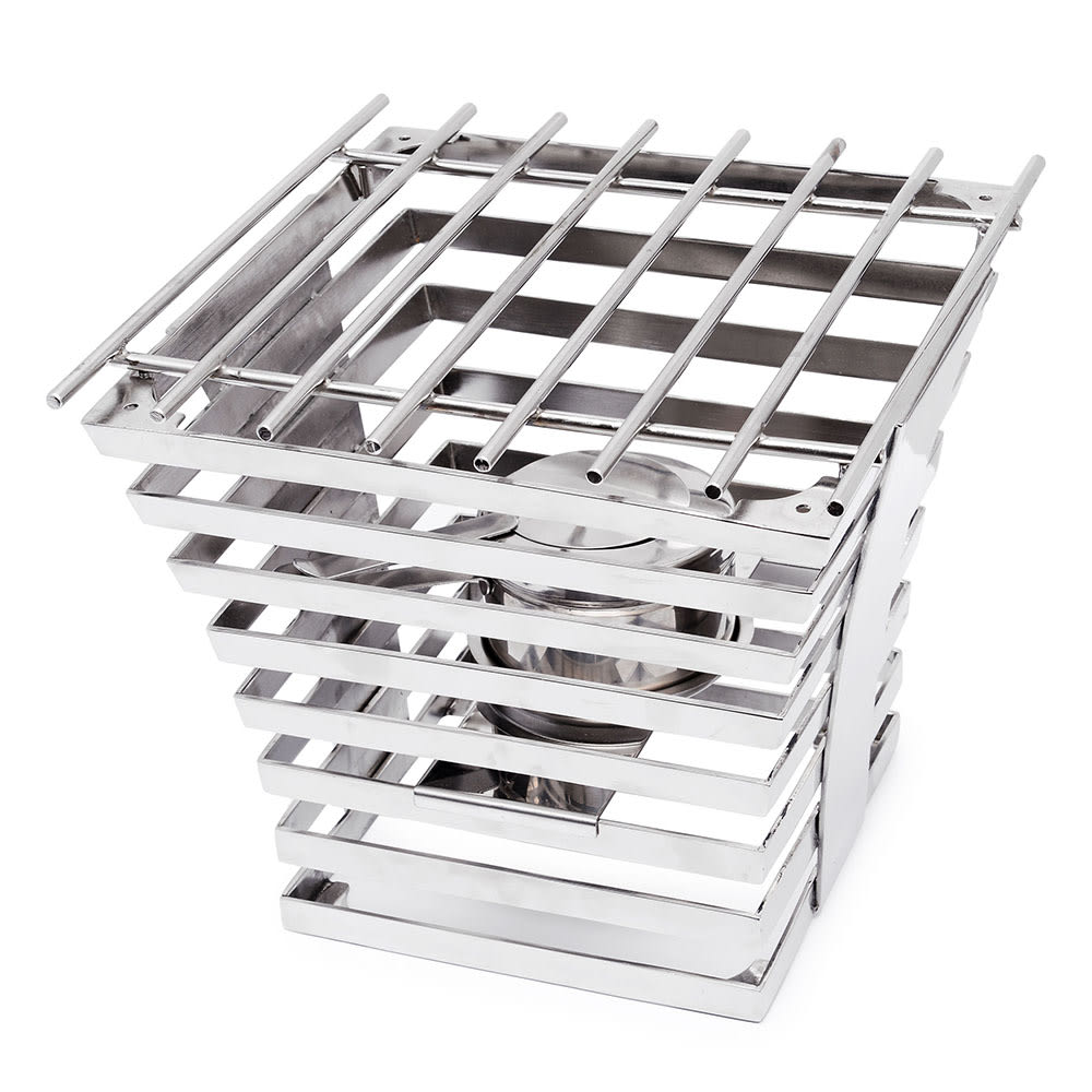 Eastern Tabletop 1715 10" Square Escalate Riser w/ Sterno Holder - 9"H, Stainless Steel