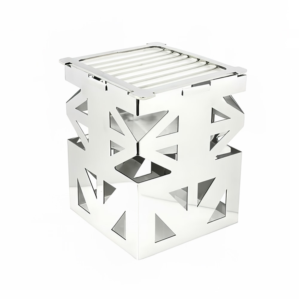 Eastern Tabletop 1742 8" Square Lexus Riser w/ Sterno Holder - 10"H, Stainless Steel