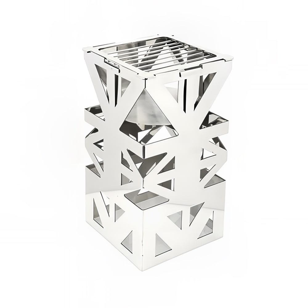 Eastern Tabletop 1743 8" Square Lexus Riser w/ Sterno Holder - 15"H, Stainless Steel