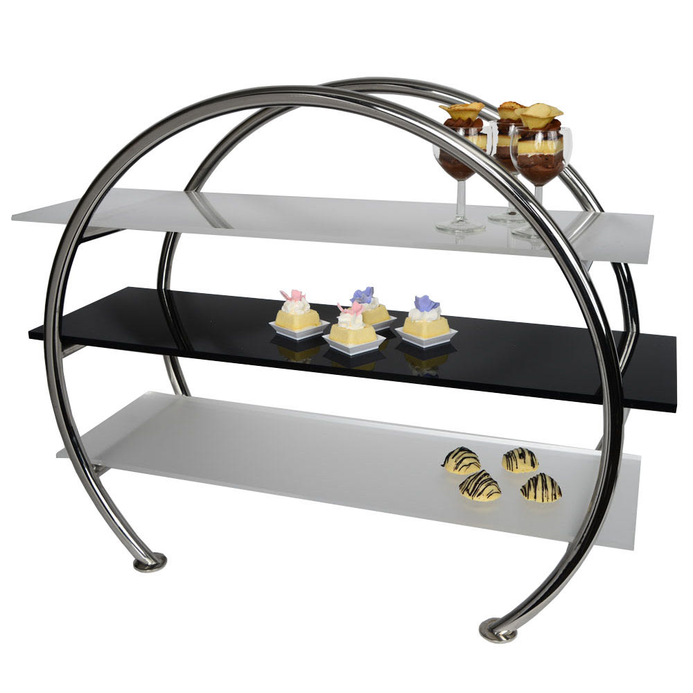 Eastern Tabletop 1750AC 3 Level Circular Display Stand - 23 1/2"L x 9 1/2"W x 21"H, Stainless Steel