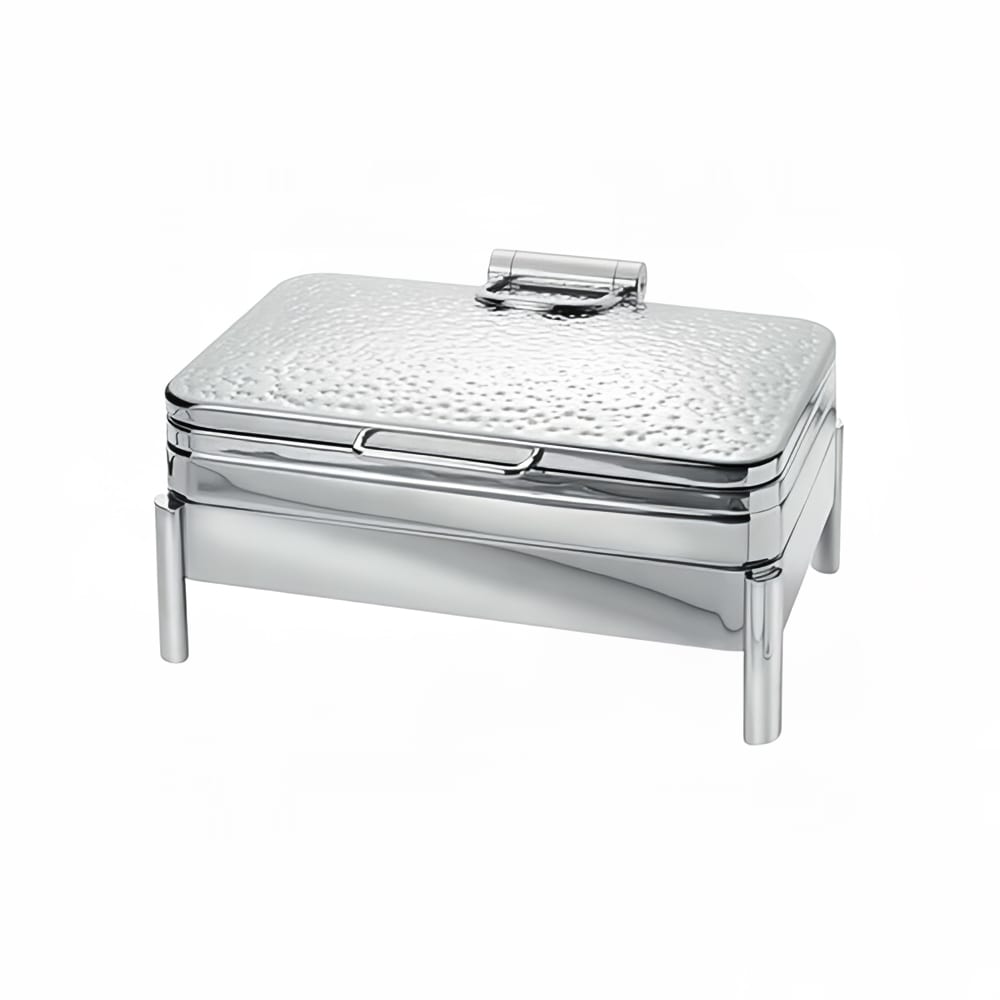 Eastern Tabletop 3925HS 8 qt Rectangular Induction Chafing Dish w/ Hinged Lid, Stainless Steel, Hammered Finish