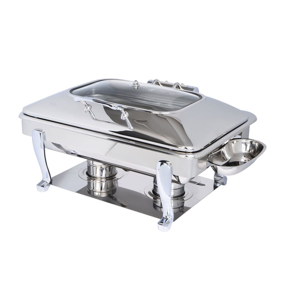 Eastern Tabletop 3935GS 8 qt Oblong Induction Chafer w/ Hinged Glass Lid, Stainless Steel