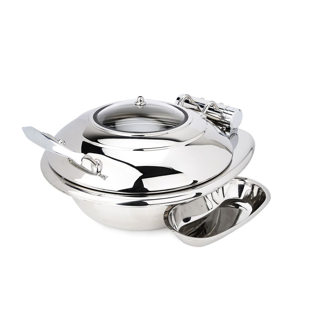 Eastern Tabletop 3939G 4 qt Round Induction Chafer w/ Hinged Glass Lid, Stainless Steel