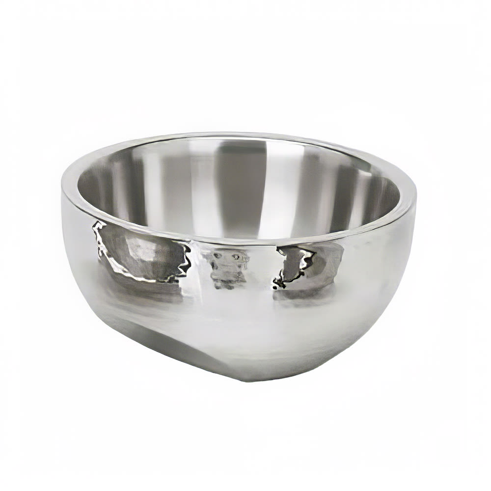 Eastern Tabletop 7210 115 oz Round Dual Angle Bowl - Hammered Stainless Steel