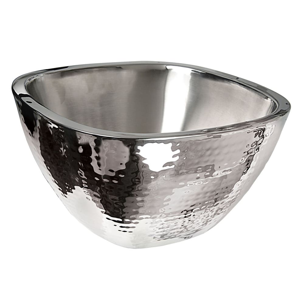 Eastern Tabletop 9329 4 qt Square Salad Bowl - Hammered Stainless Steel