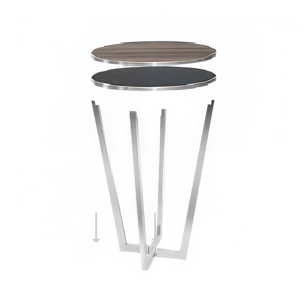 Eastern Tabletop C700RGGBKS 30" Round Bar Height Table - HPL Reversible Black/Gray Top, Stainless Steel Base