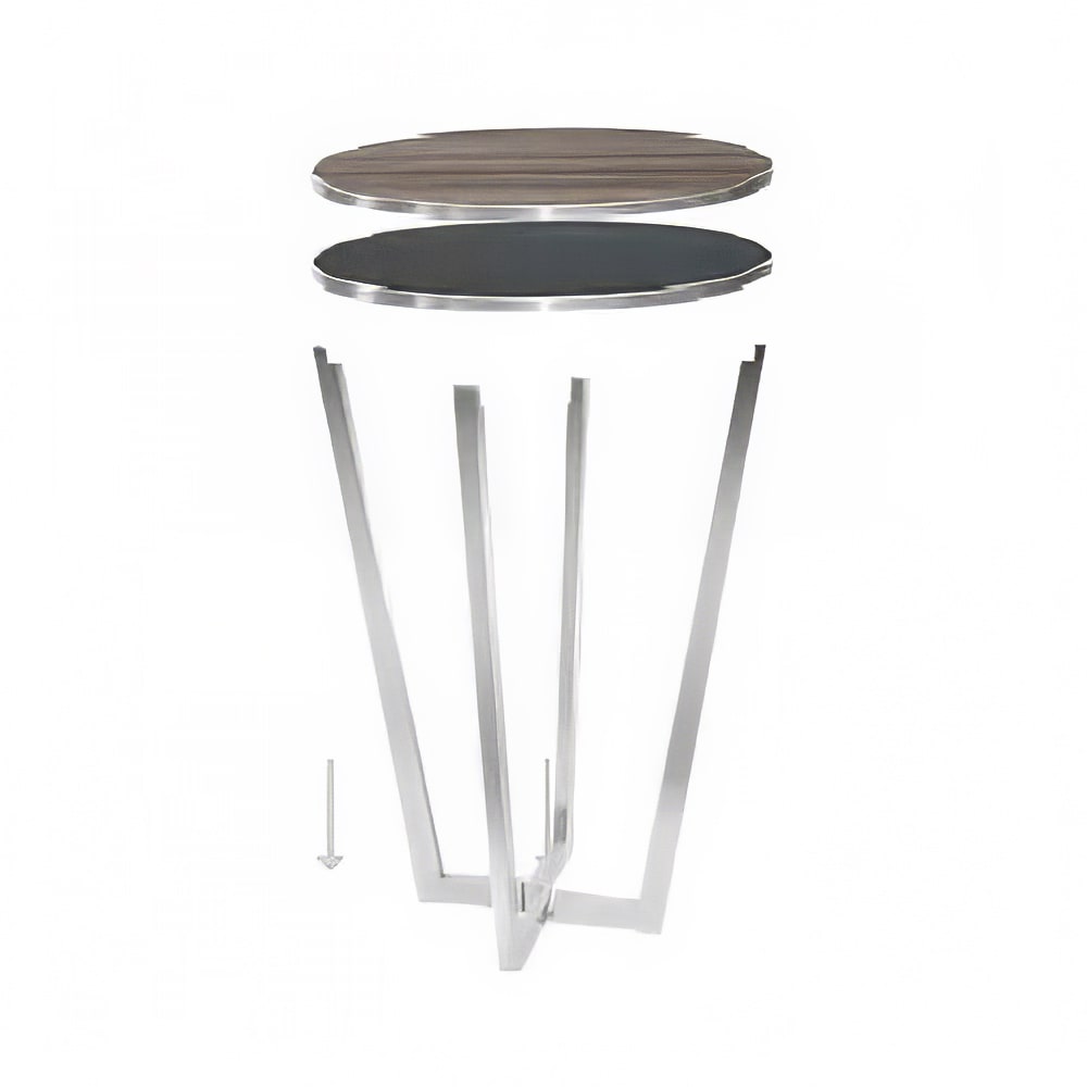 Eastern Tabletop C701GGBKS 30" Round Bar Height Table - HPL Reversible Black/Gray Top, Stainless Steel Base