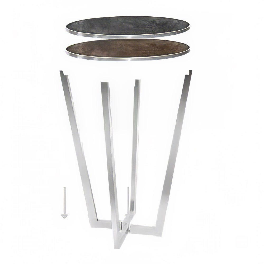 Eastern Tabletop C701SACHS 30" Round Bar Height Table - HPL Reversible Sandstone Textured/Charcoal, Stainless Steel Base