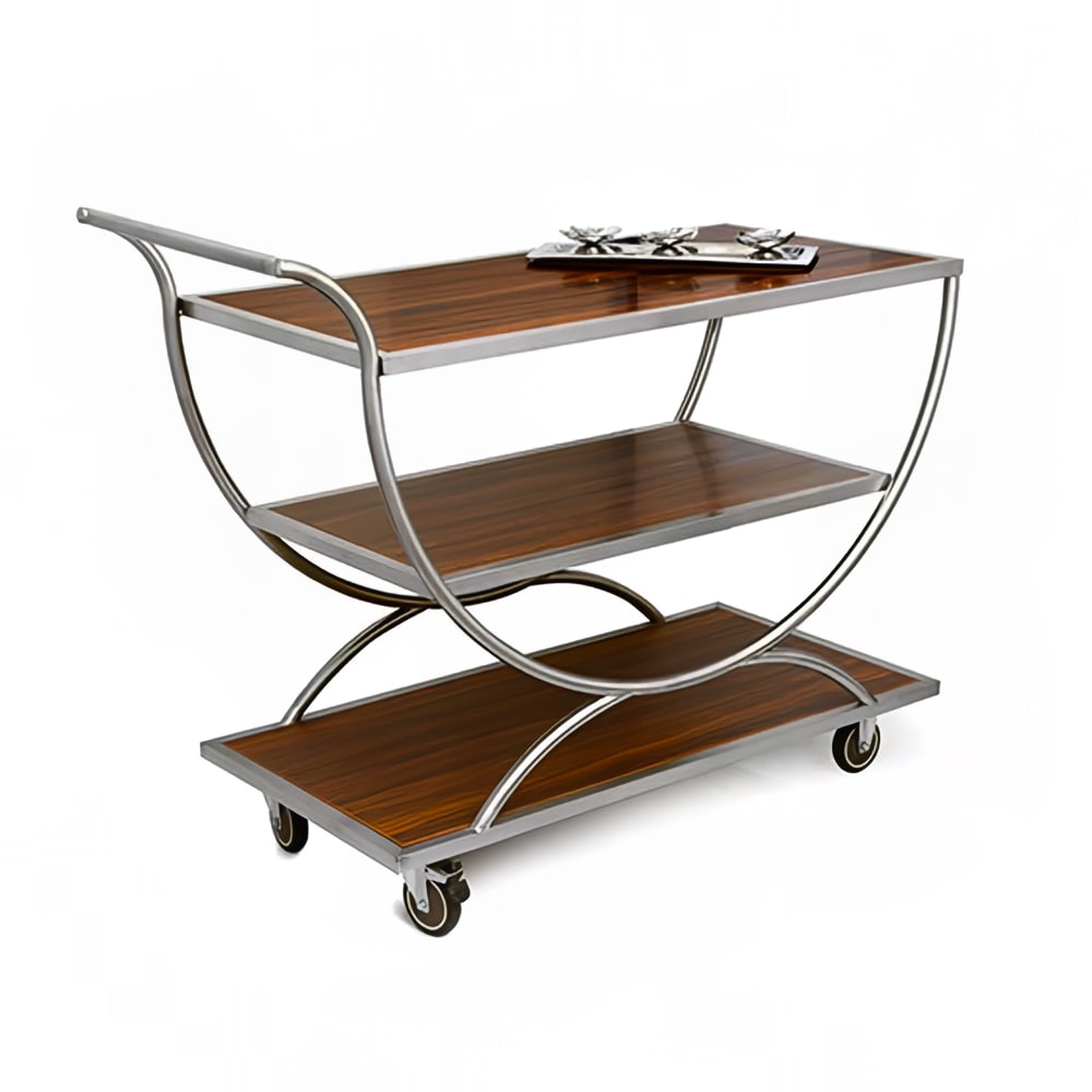 Eastern Tabletop WT6838 49" Beverage Service Cart w/ (3) Levels, Stainless/Wood