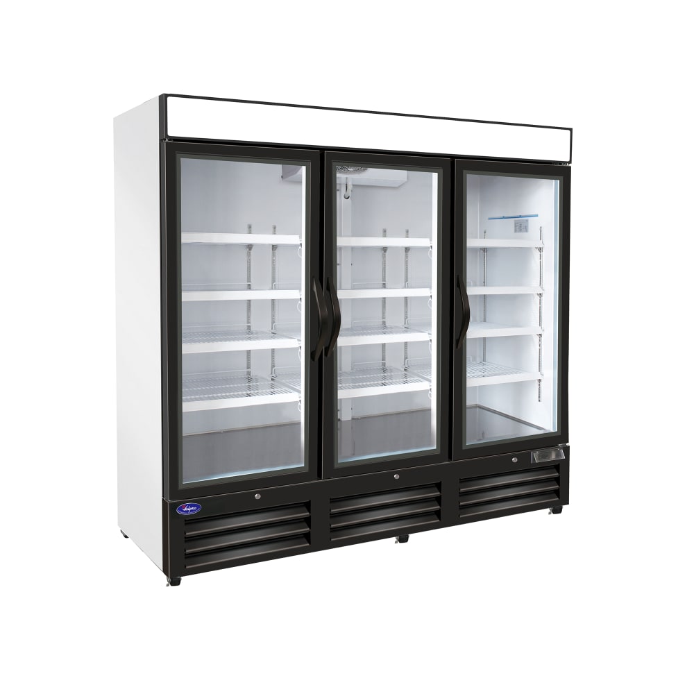 Valpro 81" Three Section Display Freezer w/ Swing Doors - Bottom Mount Compressor, Black, 115/208-230v (VP3F-72FDVHC)