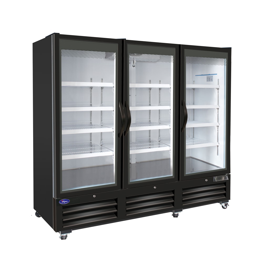 Valpro 81" Three Section Display Freezer w/ Swing Doors - Bottom Mount Compressor, Black, 115/208-230v (VP3F-72MDV)