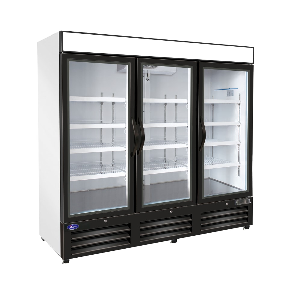 Valpro 81" Three Section Glass Door Merchandiser - (3) Left/Right/Right Hinge Doors, Black, 115v (VP3R-72HC)