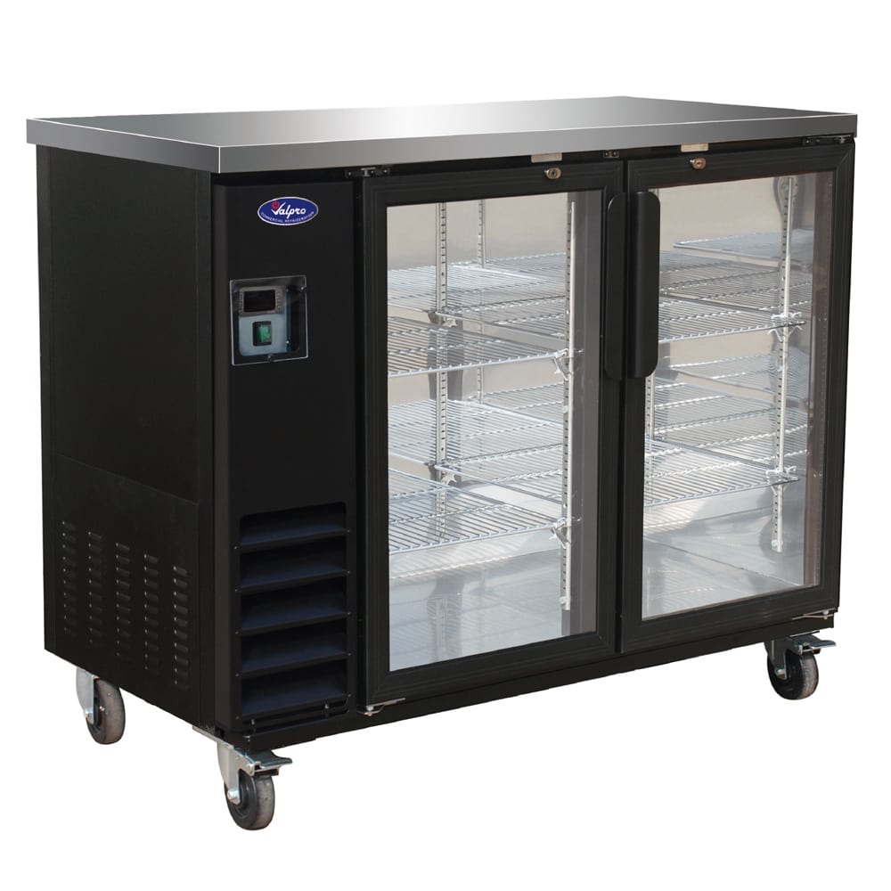 Valpro 49" Bar Refrigerator - 2 Swinging Glass Doors, Black, 115v (VP48G)