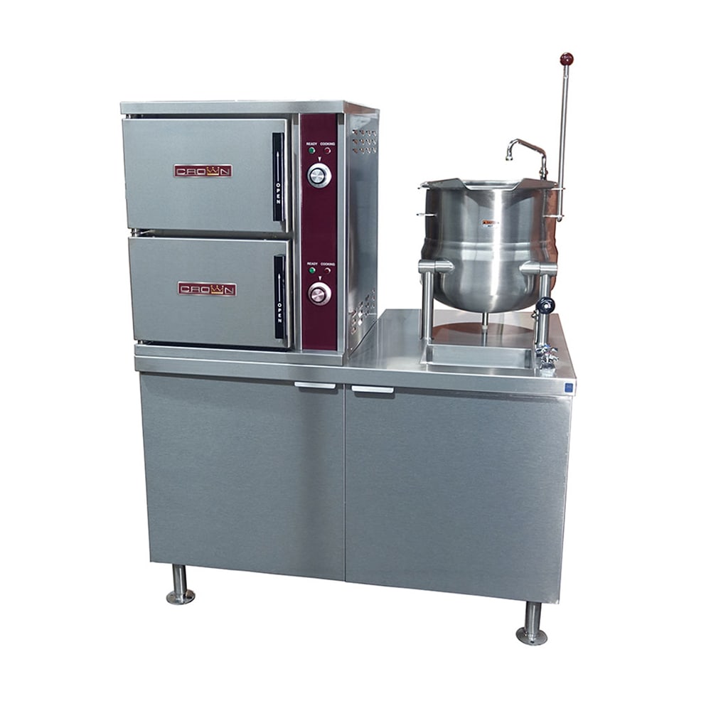 Crown Steam DCX-10-6 (10) Pan / (1) Kettle Convection Steamer - Cabinet, Direct Steam