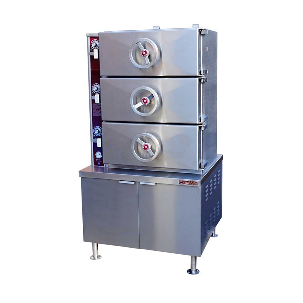 Crown Steam DDA-3 Direct Steam Pressure Steamer w/ (12) Full Size Pan Capacity, 115v/1ph