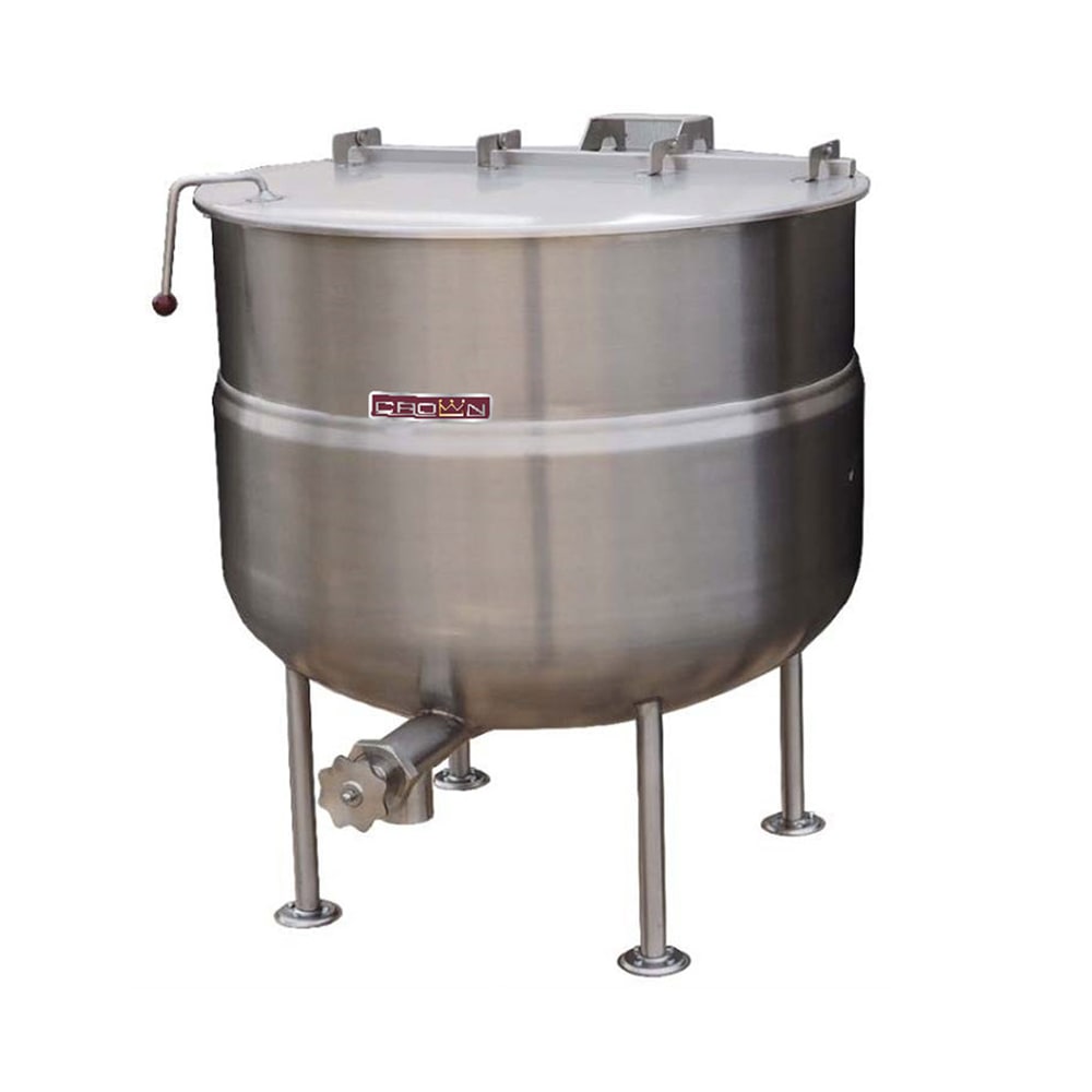 Crown Steam DL-150 150 gal. Steam Kettle - Stationary, 2/3 Jacket, Direct Steam