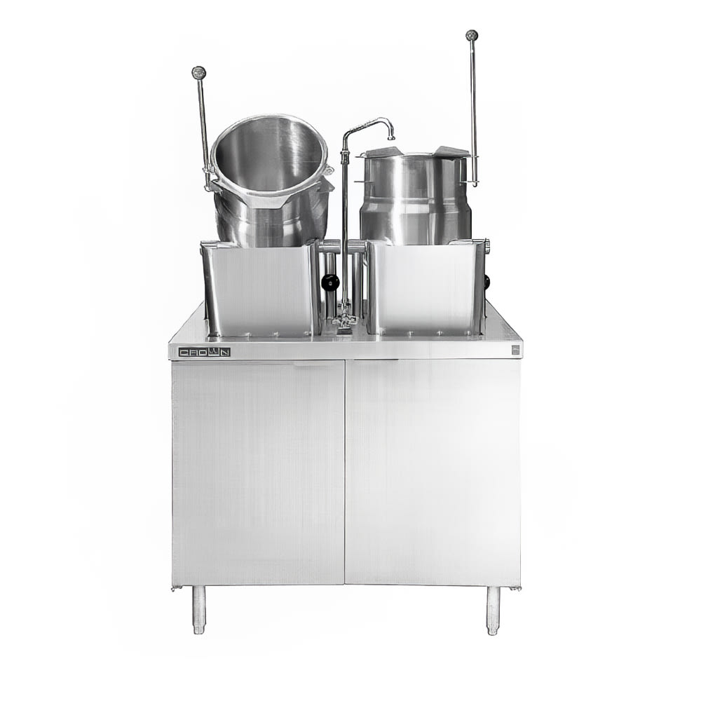 Crown Steam DMT-6-6 (2) 6 gal. Steam Kettles - Manual Tilt, 2/3 Jacket, Direct Steam