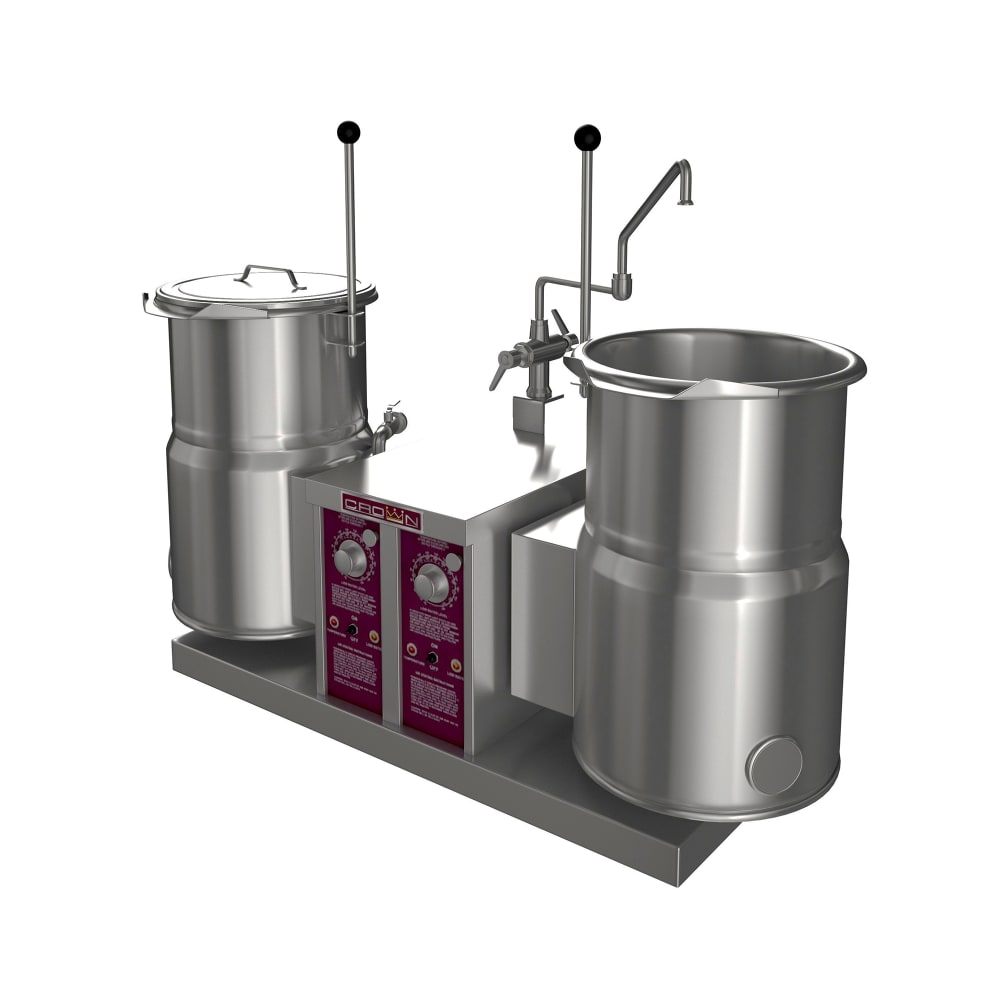 Crown Steam EC-6TW-2 (2) 6 gal. Steam Kettles - Manual Tilt, 2/3 Jacket, 208v/1ph