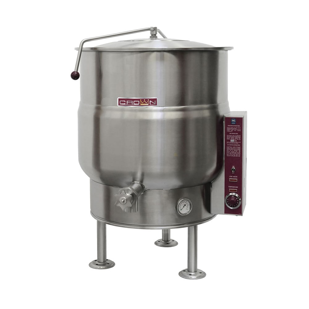 Crown Steam EL-25 25 gal. Steam Kettle - Stationary, 2/3 Jacket, 208v/3ph