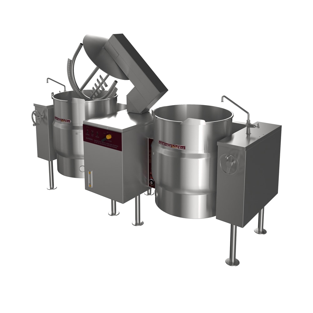Crown Steam ELTM-60-2 (2) 60 gal. Steam Kettles - Power Tilt, 2/3 Jacket, 208v/3ph