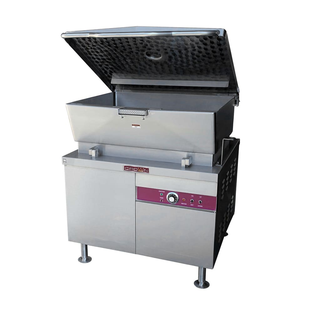 Crown Steam EMTS-30 30 gal. Tilt Skillet - Cabinet Base, Polished Pan, Strainer, 208v/3ph