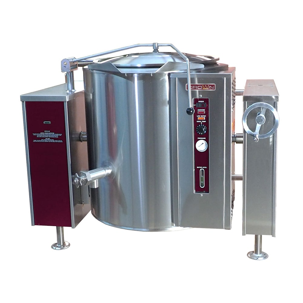 Crown Steam GLT-40F 40 gal. Steam Kettle - Manual Tilt, Full Jacket, Liquid Propane