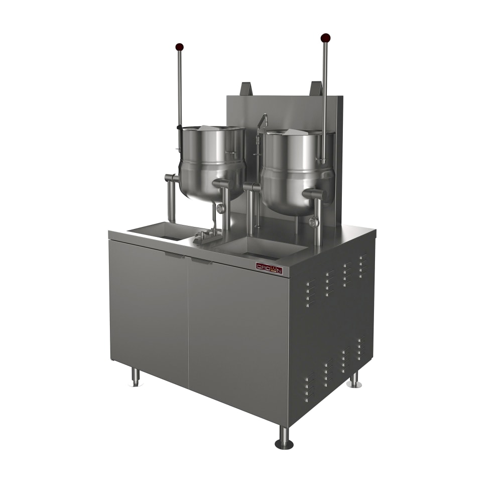 Crown Steam GMT-10-10 (2) 10 gal. Steam Kettles - Manual Tilt, 2/3 Jacket, Liquid Propane