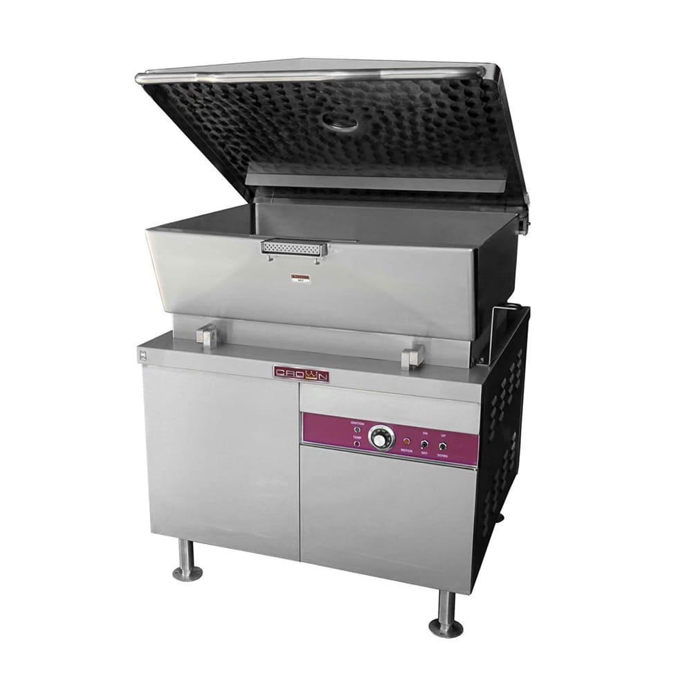 Crown Steam GMTS-30 30 gal. Tilt Skillet - Cabinet Base, Polished Pan, Strainer, Natural Gas