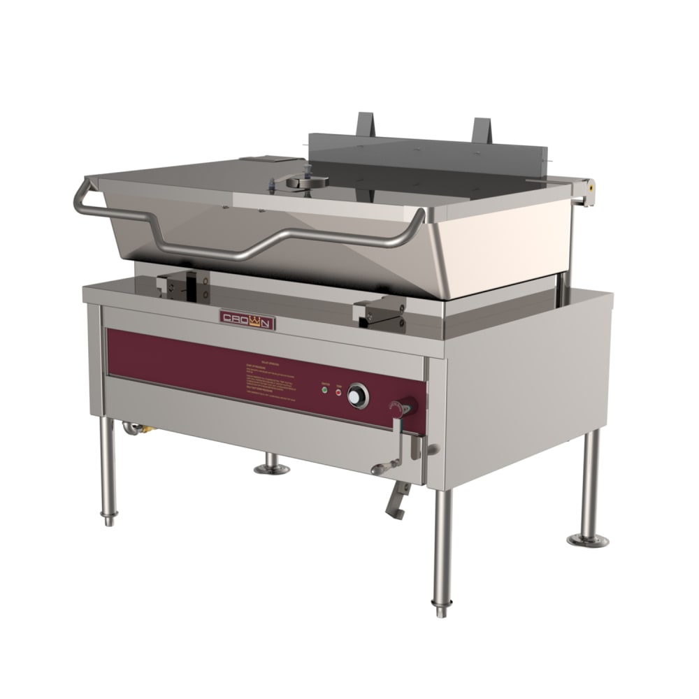 Crown Steam GS-40 40 gal. Tilt Skillet - Open Base, Strainer, Measurement Marks, Liquid Propane