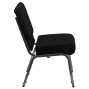 MoTak M002 Stackable Extra Wide Church Chair - Silver Steel Frame w/ Black Polyester Back & Seat thumbnail 6