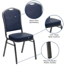 MoTak M004 Stackable Banquet Chair - Silver Steel Frame w/ Navy Blue Vinyl Back & Seat thumbnail 6