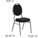 MoTak M005 Stackable Banquet Chair - Silver Steel Frame w/ Black Patterned Fabric Back & Seat thumbnail 2