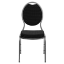 MoTak M005 Stackable Banquet Chair - Silver Steel Frame w/ Black Patterned Fabric Back & Seat thumbnail 5