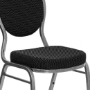 MoTak M005 Stackable Banquet Chair - Silver Steel Frame w/ Black Patterned Fabric Back & Seat thumbnail 7
