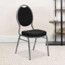 MoTak M005 Stackable Banquet Chair - Silver Steel Frame w/ Black Patterned Fabric Back & Seat thumbnail 9