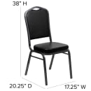 MoTak M006 Stackable Banquet Chair - Silver Steel Frame w/ Black Vinyl Back & Seat thumbnail 2